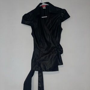 Chic Black Wrap Top